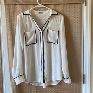 Express White Blouse with black accents, size M